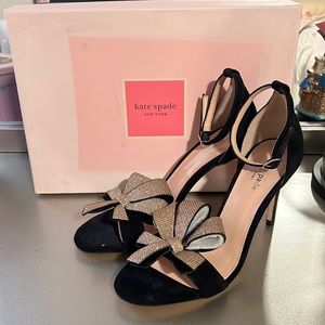 Kate Spade Greta Black/Gold Suede Sandal